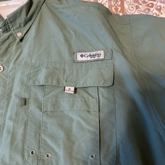 Men’s Columbia PFG Omni shade Casual Button Down Shirt Short Sleeve - Picture 4 of 7